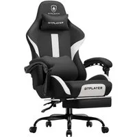 GTPLAYER Gaming-Stuhl Stoff, Racing Gamer Stuhl, Ergonomischer Gaming Sessel Gaming Chair, Schreibtischstuhl, Federsitzkissen mit Fußstütze