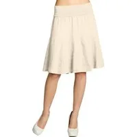Caspar Faltenrock RO014 Damen Midi Leinenrock knielang mit figurfreundlichem Stretch Bund - Made in Italy