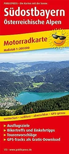 Motorradkarte Südostbayern - Österreichische Alpen: Mit Tourenvorschlägen Ausflugszielen Einkehr- & Freizeittipps reissfest wetterfest abwischbar GPS-genau. 1:200000