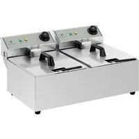 Royal Catering Fritteuse RCEF-10DY-ECO, 6400 W, 2 x 10 L Doppel Fritöse 2 x 3200 W Edelstahl