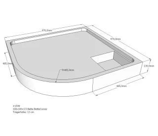 Neuesbad Wannenträger für Bette Corner 100x100x3,5 Viertelkreis SD22722