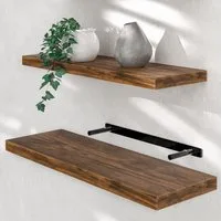 Casaria Wandboard, Dunkle Eiche Hängeregal mit Halterung 15kg Tragkraft Wohnzimmer 70cm