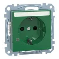 Schutzkontakt-Steckdose mit Kontrollleuchte und Beschriftungsfeld, Unterputz, 16 Ampere, 250 Volt grün, Retail