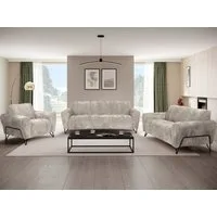 Beautysofa Polstergarnitur VOLARE Modernes Sofa Set mit 3-Sitzer, 2-Sitzer & Sessel, (hochwertige Couchgarnitur für Wohnzimmer & Salon, Design Polstermöbel im modernen Stil), schwarze Metallbeine
