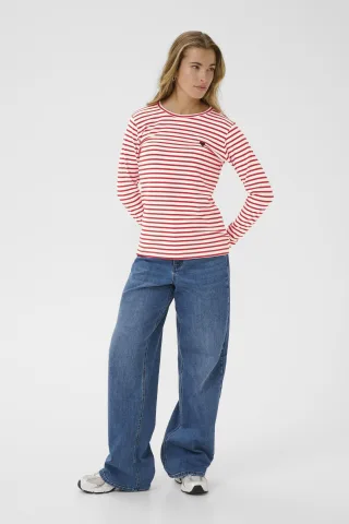 Langarm-Shirt Liddy Regular fit white red