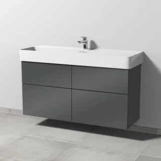 Sanipa 3way Waschtischunterbau zu Laufen VAL Waschtisch mit 4 Auszügen, Anthrazit-Glanz SF82579