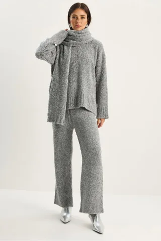 Oversized geripptes Strick-Zweiteiler-Set