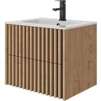 UEV Waschtisch Waschbecken mit Unterschrank set Badmöbel Gäste-WC (mit Wasserhahn und Pop-up-Ablassventil, Soft-close Schubladen,Waschbeckenunterschrank mit 2 Schubladen), Badezimmmer Schrank für Gäste WC, Komplett-Set Badmöbel