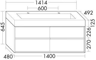 Burgbad Mineralguss-Waschtisch+Waschtischunterschrank Uomo Preisgruppe 2 Anthrazit Solid SHOR141F7470C0001