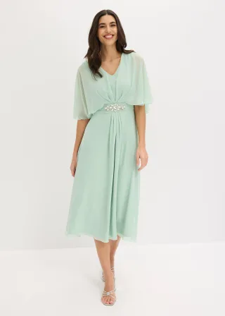 bonprix Chiffonkleid mit Strassstein-Applikation, grün, Gr.48, Weitschwingendes Midikleid aus feinem Chiffon mit einer Strasssteinapplikation in der Taille