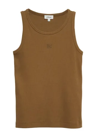 s.Oliver Red Label - Geripptes Basic Top braun - Gr. - 40
