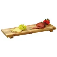 KESPER® Servierbrett Schneidebrett, Akzienholzbrett, Dekoschneidebrett, (Maße: 53 cm x 19 cm x 4 cm hoch inklusive Standleisten), mit Füßen, schmal, besonders messerschonend