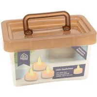BURI Kugelleuchte LED-Teelichter-Box 24er Set flackerndes Licht Kerzenlicht Deko Kerze
