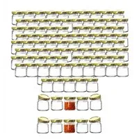 BigDean Einmachglas 100x kleine Marmeladengläser 53ml Made in Germany Probiergläser, Glas, (100-tlg)