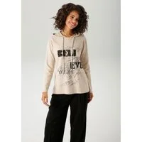 Aniston CASUAL Strickpullover mit Pailletten-Schriftzug verziertem Vorderteil