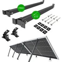NuaSol Solarmodul-Halterung 2x verstellbar Neigungswinkel 15° - 60° siber / schwarz, (4-tlg)