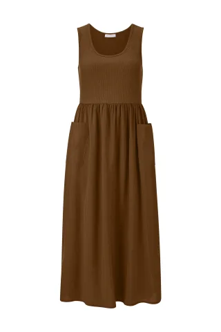 Rich & Royal - Scuba Mat Mix Parachute Dress coconut bark - Gr. - XL