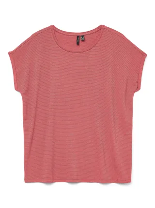 VERO MODA - VMLAVA GLITTER SS TOP STRIPE LX JRS NOOS Coral Paradise - Gr. - XL