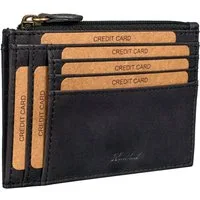 Benthill Kartenetui Kreditkartenetui Slim Portemonnaie Echt Leder Geldbörse Mini Wallet, RFID-Schutz Kartenfächer Münzfach Reißverschlussfach