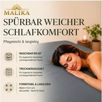 Malika Spannbettlaken aus 100% Baumwolle, 90-100x200, Grau, Jersey Baumwolle, Gummizug: Ja, (1 Stück), Allergikergeeignet, Pflegeleicht und Atmungsaktiv