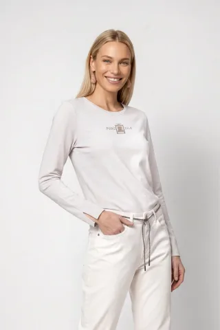 monari - Langarmshirt mit Parfumprint pearly - Gr. - 40