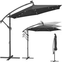 SONGMICS Sonnenschirm, Ø 300 cm,LED-Solar-Beleuchtung,UPF 50+,mit Ständer