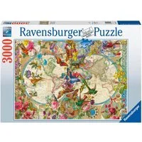 Ravensburger Puzzle Weltkarte mit Schmetterlingen, 3000 Puzzleteile, Made in Germany