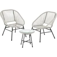 SVITA Balkonset TULUM, (Set, 3-teilig), Garten-Möbel, 2 Stühle, mit Tisch, Weiß