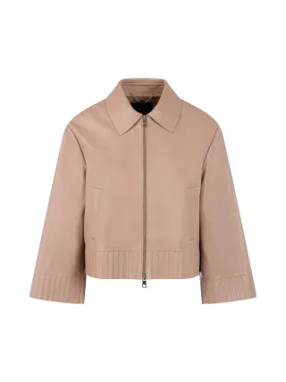 Marc Cain Collections - Lammnappa-Lederjacke Rethink Together warm taupe new - Gr. - 42