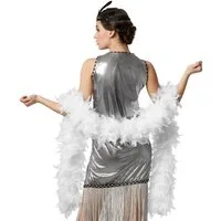 dressforfun Kostüm Flauschige Federboa, Schwarze Federboa mit echten Truthahnfedern