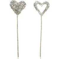 Dekoleidenschaft Gartenstecker Dekostecker "Herz" aus Reisig, rustikal, 60 cm hoch, Gartenstecker (2-St., im Set) Holz Pflanzenstecker Blumenstecker Herzstecker Gartendeko für Draußen