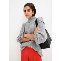 bonprix Strickpullover mit Wollanteil, mit Stehkragen, oversized, markante Nähte