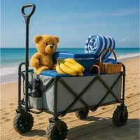 Onbest Bollerwagen faltbar mit Schutzabdeckung, Wasserdicht, 61 Liter, Pop Up, bis 80kg