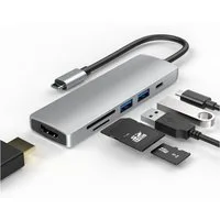 TradeNation Laptop-Dockingstation USB C Hub 6 in 1 Adapter HDMI 4K USB 3.0 Micro SD für Laptop Samsung, (1 St), Schnelles Laden, 4K