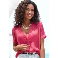 Vivance by Lascana Kurzarmbluse mit Hemdkragen und Knopfleiste, Hemdbluse, Strandmode