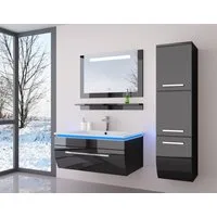 Homeline Badmöbel-Set Badmöbel Set Hochglanz lackiert LED System tauschsystem, (Sparset, 6-St., Set ANgebot ohne Waschtisch Armatur und Ablaufgarnitur), Lackiert Hochglanz LED Fertig montiert Touch system
