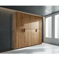 Home affaire Kleiderschrank Huven, Kleiderschrank mit viel Stauraum, aus Massivem Eichenholz Scandi, 218cm Hoch, 1 Kleiderstange & 1 Fach, Bügelgriff & Soft-Close