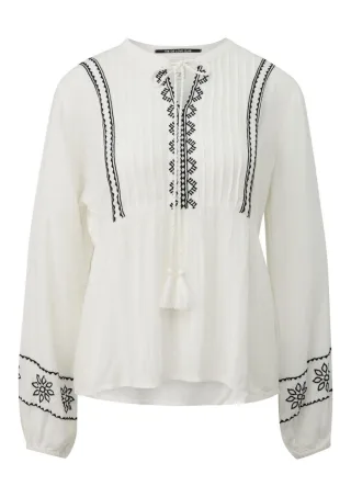 Q/S designed by - Bluse mit Stickereien im Ethno-Stil weiß - Gr. - 32