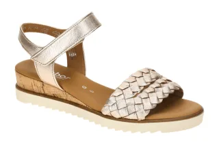 Gabor 82.759.89 Damen Sandalette Beige Puder Keilabsatz aus nachhaltigem Kork