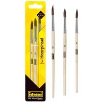 Idena Malpinsel Idena 60108 - Haarpinsel, 3er Set, in den Größen 8, 10 & 12, (Set, 3 Haarrundpinsel in verschiedenen Größen)