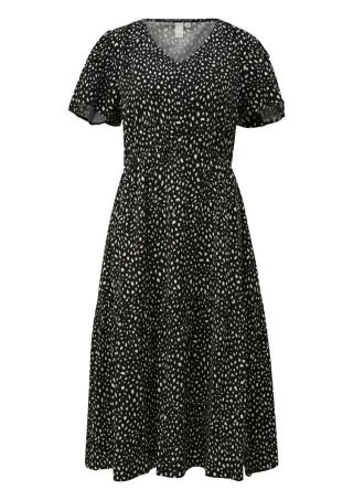 Q/S designed by - Viskosekleid mit All-over-Print schwarz - Gr. - 32