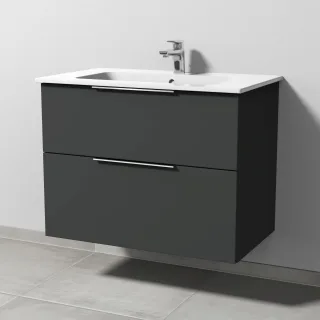 Sanipa 3way Waschtischunterbau zu Duravit ME by Starck Waschtisch mit 2 Auszügen, Graphit-Matt UP7251B