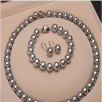 ROUGEMONT Perlenketten-Set Damen Perlenkette Halskette +Ohrringe + Armband 925 Sterling Silber