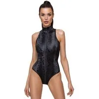 Cottelli Collection Body Schlangenhaut-Optik Body mit Reißverschluss - schwarz (1-tlg) mattglänzend schillernd