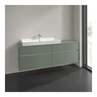 Villeroy und Boch Collaro Waschtischunterschrank C029B0AF 160x54,8x50cm, Waschtisch links, mit LED-Beleuchtung, soft green