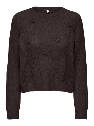 ONLY - ONLMONIQUE LS O-NECK FLOWER CC KNT Chocolate Torte - Gr. - M