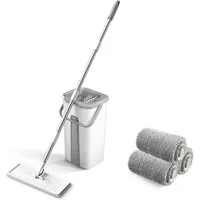 GARRYFIZH Wischmopp-Set Freihändiger Wischmopp mit Auswringfunktion, Mikrofasermopp mit Eimer, Wiederverwendbar, um 360 Grad drehbar, selbstauswringend