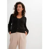 bonprix Ajourstrickjacke lockere Passform, luftiges Strickmuster, unifarben, mit Knopfleiste