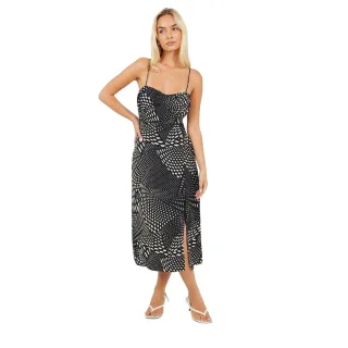Brave Soul - Midikleid für Damen, Herzausschnitt (Schwarz/Weiß)