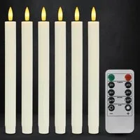 OZAVO LED-Kerze LED Stabkerzen mit Fernbedienung (Flammenlose Tafelkerzen mit Timerfunktion, 6-tlg., LED-Kerzen mit Streifendesign, Warmweiß), für Hochzeiten, Partys,Festivals